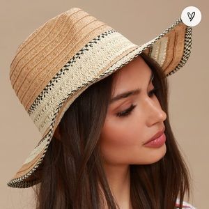 Lulu’s Straw black & tan fedora Sun hat